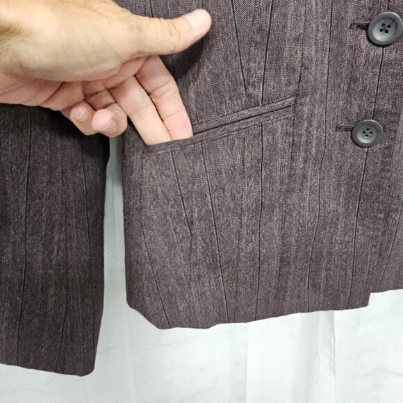 Worthington Purple Blazer Striped Peplm Office Casual Classic 10 - Picture 4 of 8